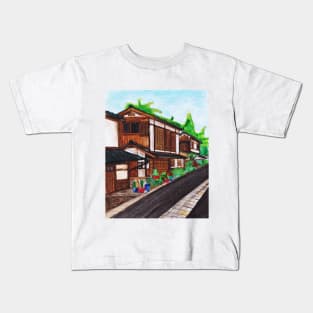 Watercolor - Japanese street Kids T-Shirt